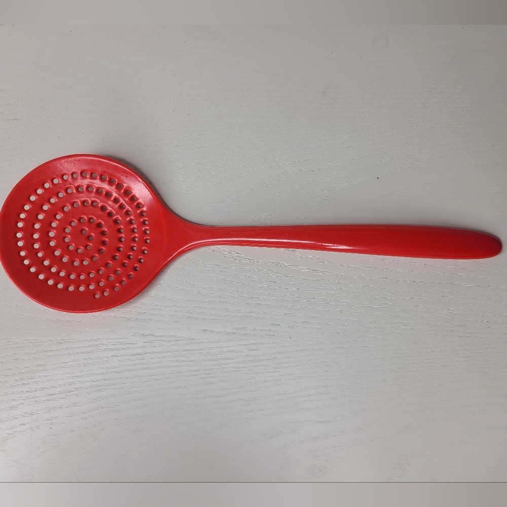 Vintage Hutzler Red Skimmer Spoon Retro Kitchen Utensil